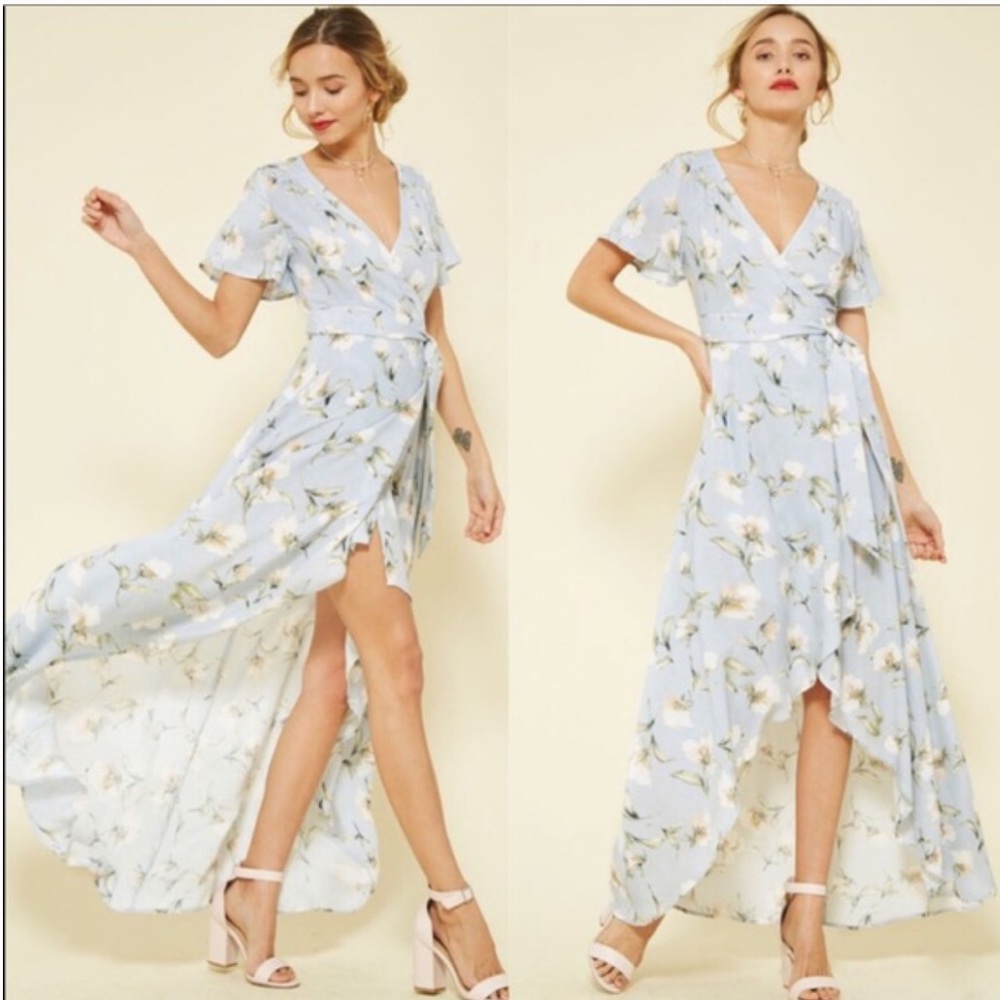 GORGEOUS Baby Blue Maxi Wrap Dress